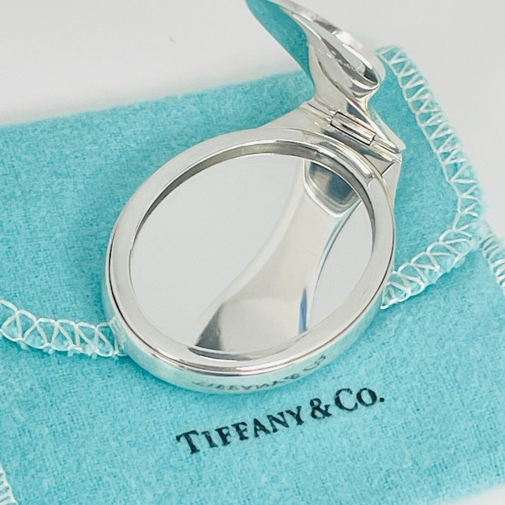 Vintage Tiffany & Co Makeup Cosmetic Folding Purse Mirror Compact in Silver - Picture 6 of 7